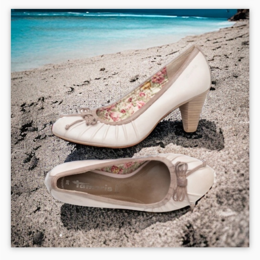 Tamaris Pump -Genuine Leather -Contrast trim-bow detail-floral lining -S… - Picture 6 of 16